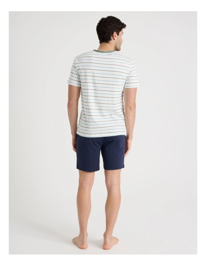Knit Pyjama Set in Navy and Ecru Stripe image 5