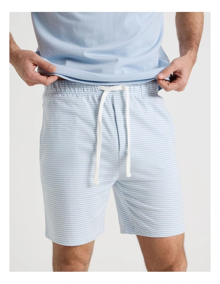 Knit Pyjama Set in Blue and Light Blue Stripe image 3