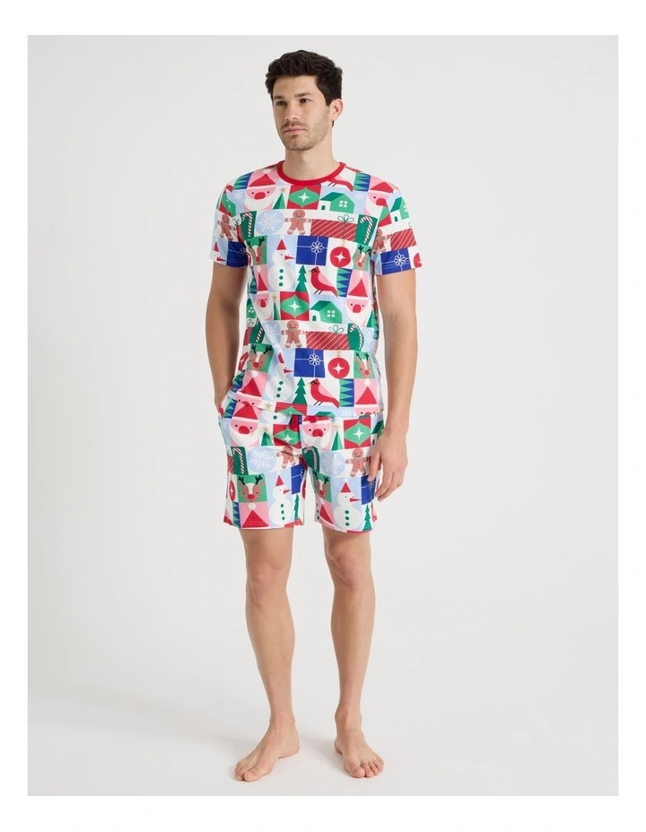 Short Sleeve Men's Family Pyjama Set in Wrapping Paper with Gift Bag image 1