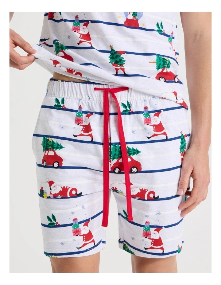 Short Sleeve Men's Family Pyjama Set in Sleepy Santa with Gift Bag image 4