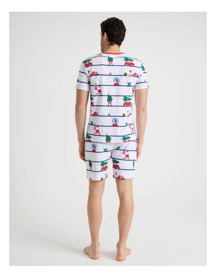 Short Sleeve Men's Family Pyjama Set in Sleepy Santa with Gift Bag image 5