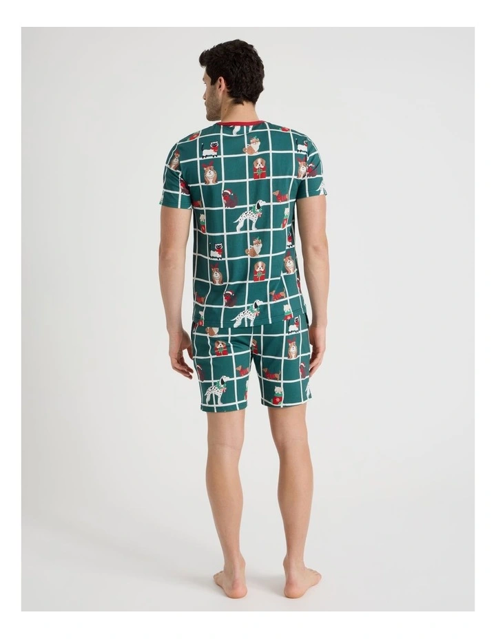 Short Sleeve Men's Family Pyjama Set in Christmas Puppies with Gift Bag image 4