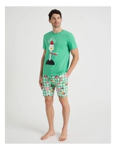 Short Sleeve Men's Family Pyjama Set in Summer Christmas with Gift Bag
