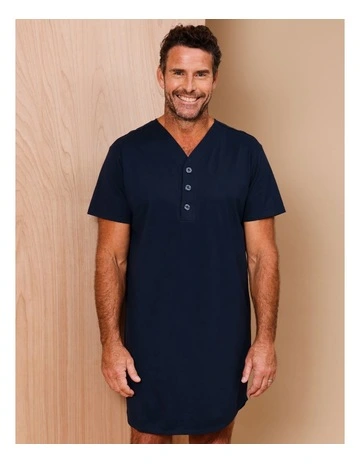 Short Sleeve Knit Niteshirt in Navy