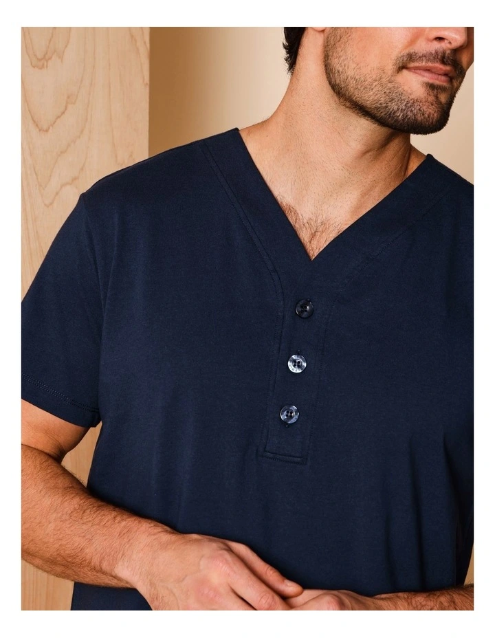 Short Sleeve Knit Niteshirt in Navy image 3