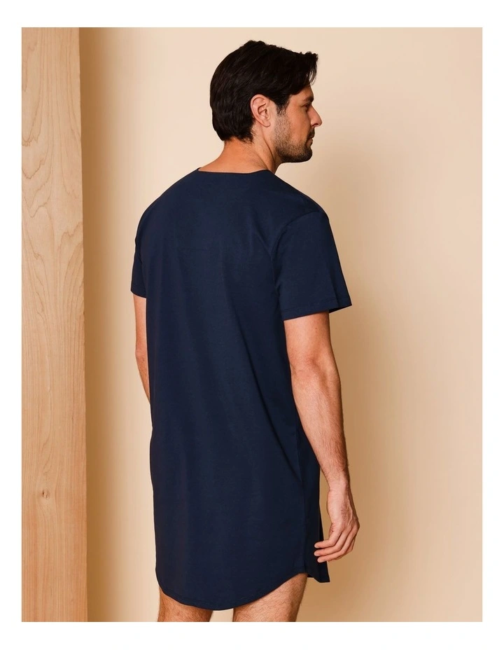 Short Sleeve Knit Niteshirt in Navy image 4