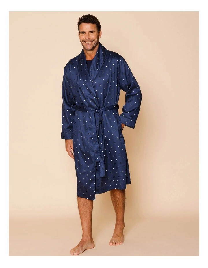 Sateen Robe in Navy Spot image 1