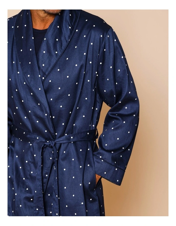 Sateen Robe in Navy Spot image 2