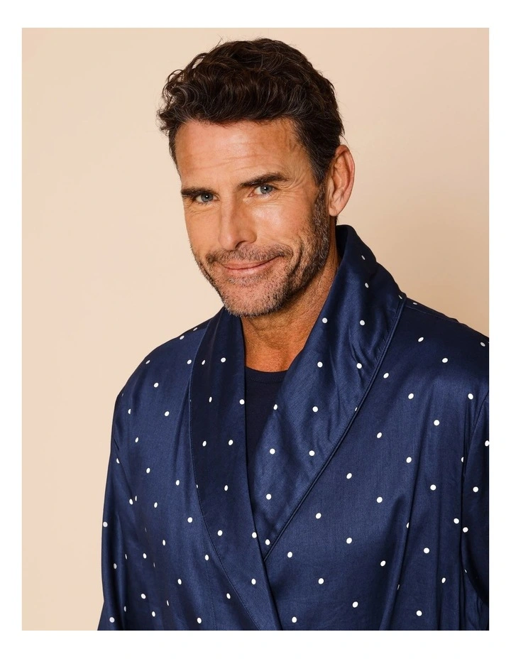 Sateen Robe in Navy Spot image 3