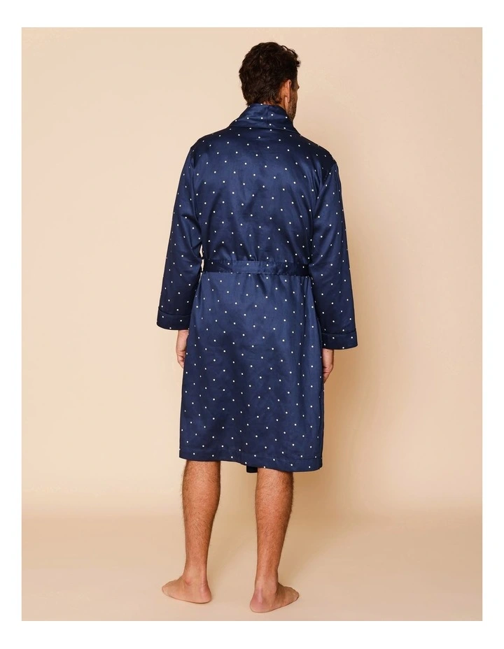 Sateen Robe in Navy Spot image 4
