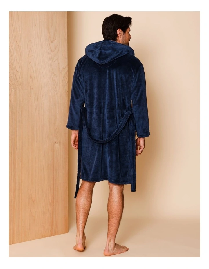 Hooded Robe in Navy image 4