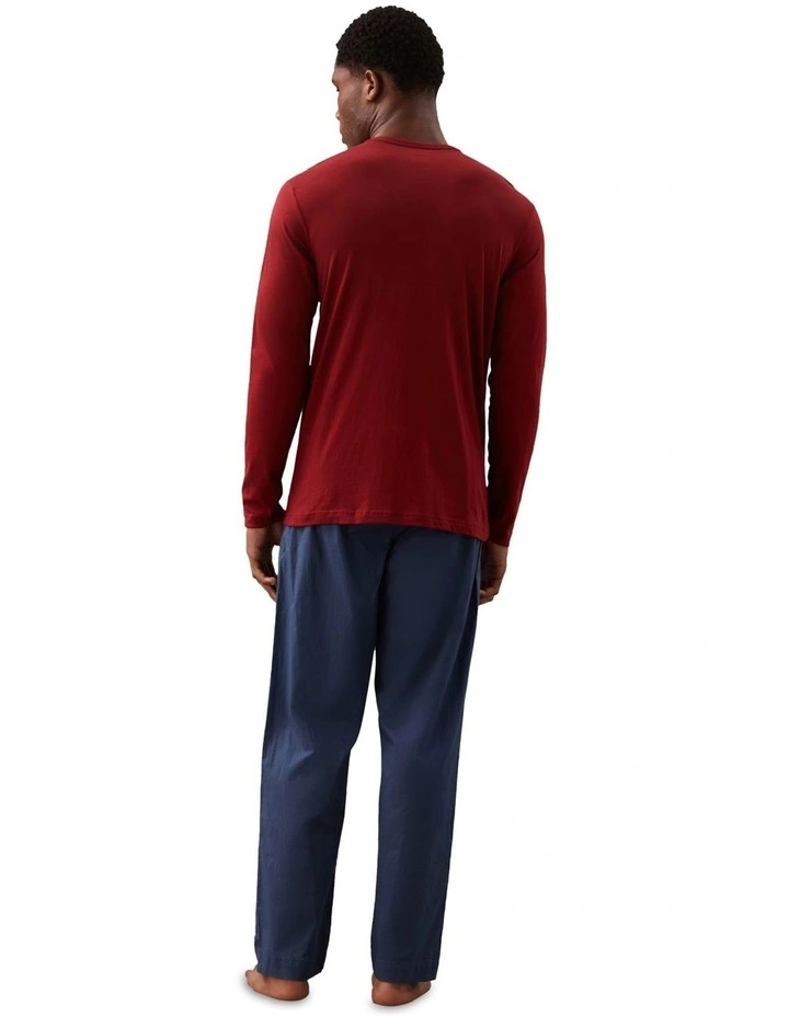 100% Cotton L/S Crew Neck in Red image 2