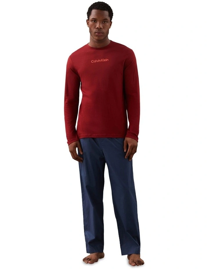 100% Cotton L/S Crew Neck in Red image 3