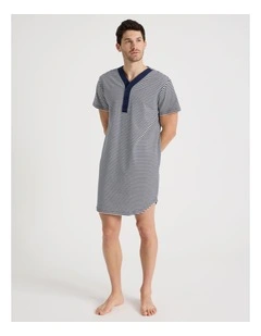 Nightshirt in Knit Navy Stripe