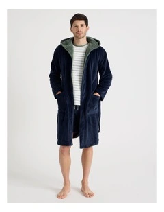 Hooded Robe in Navy