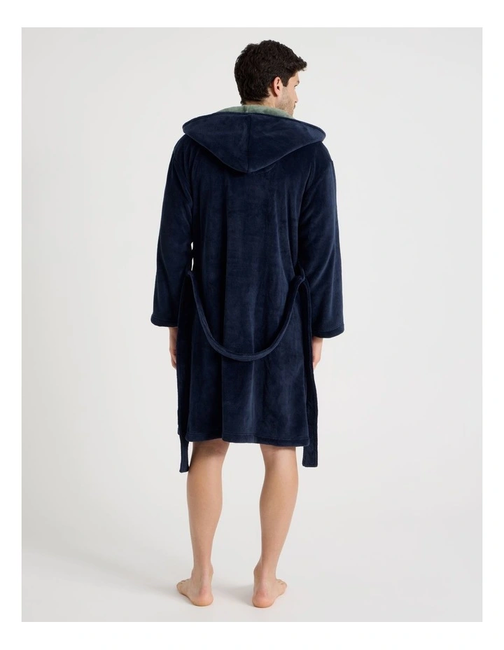 Hooded Robe in Navy image 6