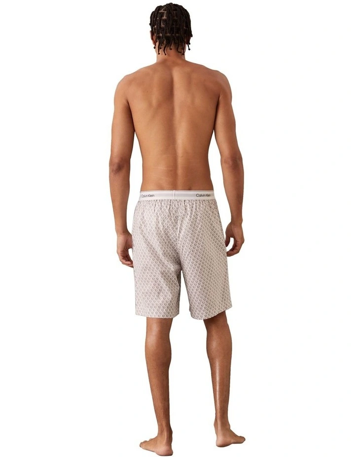 Cotton Poplin Sleep Short in Plush Monogram Ash image 2