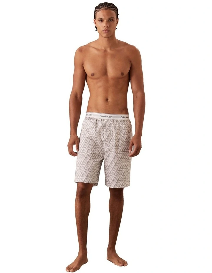 Cotton Poplin Sleep Short in Plush Monogram Ash image 3