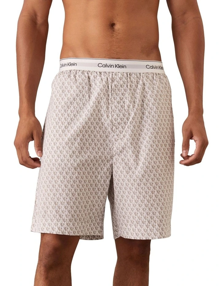Cotton Poplin Sleep Short in Plush Monogram Ash image 4