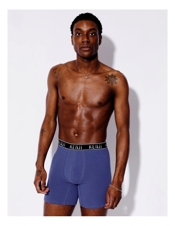 3 Pack Long Leg Plain Trunks in Stormy Skies image 2
