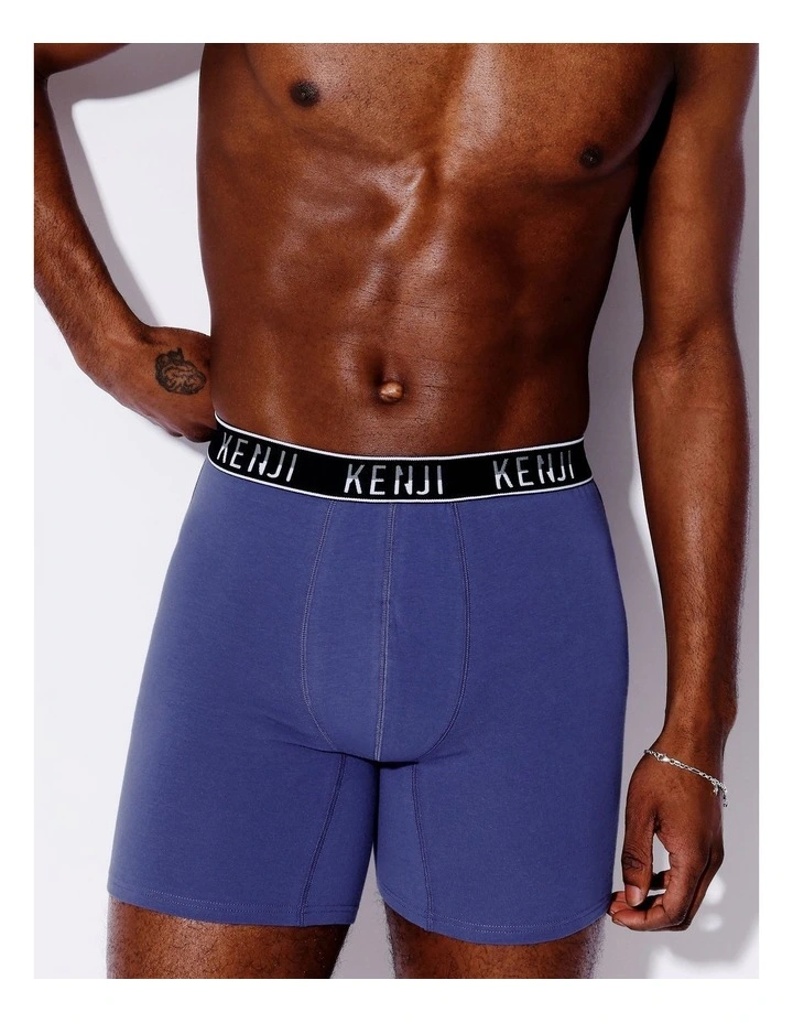 3 Pack Long Leg Plain Trunks in Stormy Skies image 3