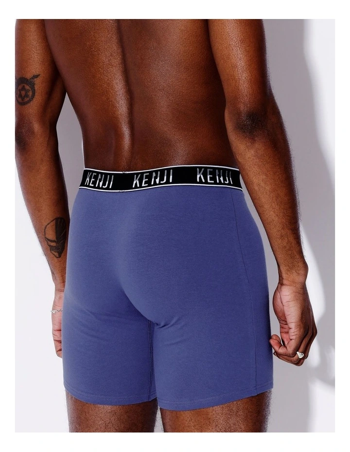 3 Pack Long Leg Plain Trunks in Stormy Skies image 4