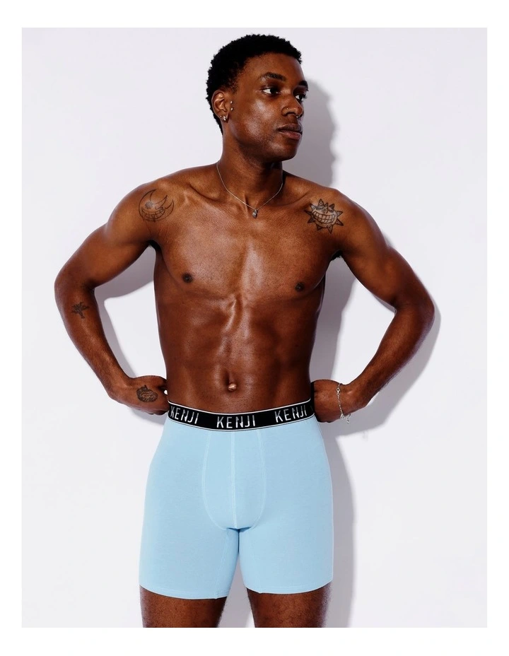 3 Pack Long Leg Plain Trunks in Stormy Skies image 5