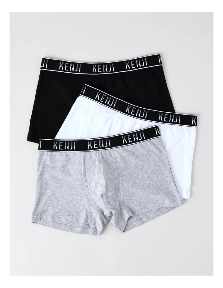 3 Pack Plain Trunks in Hardcore image 1