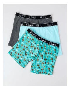 3 Pack Fashion Long Leg Trunks in Fast Food