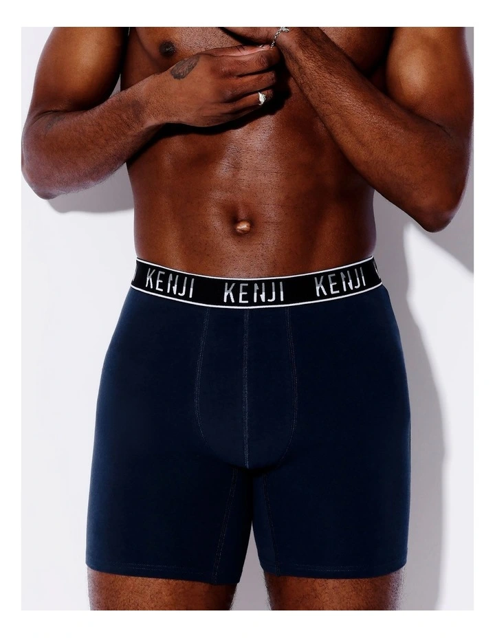 Long Leg Plain Trunk 3 Pack in Black/Navy/Grey image 2