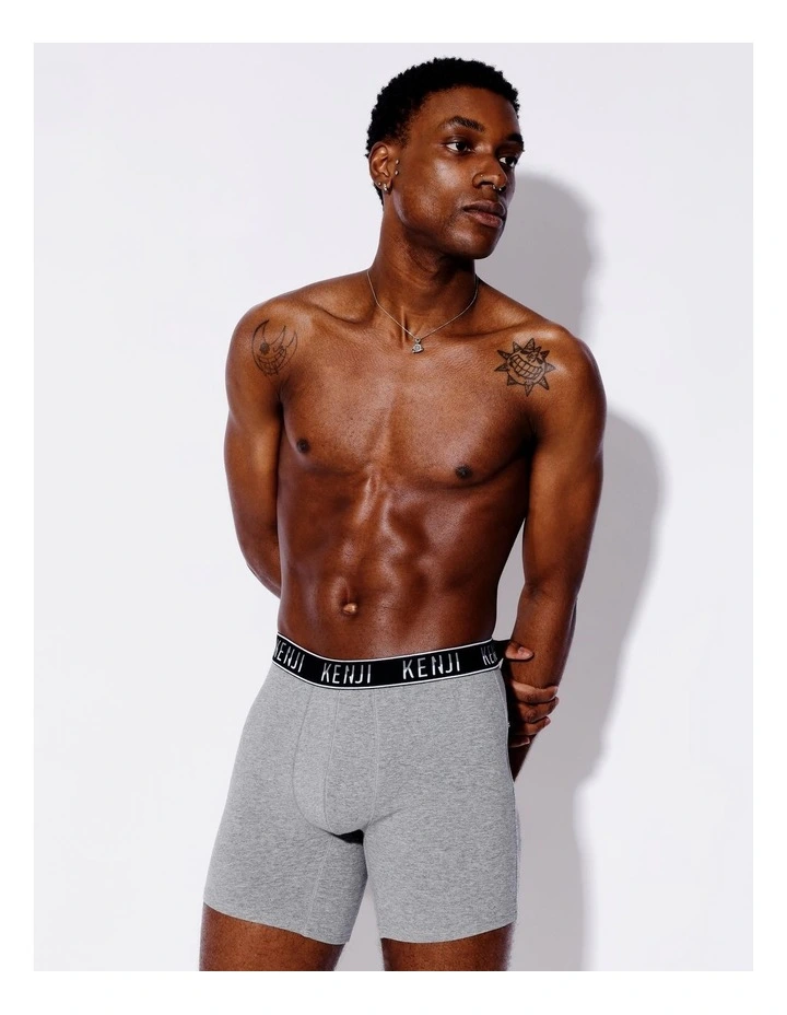 Long Leg Plain Trunk 3 Pack in Black/Navy/Grey image 5