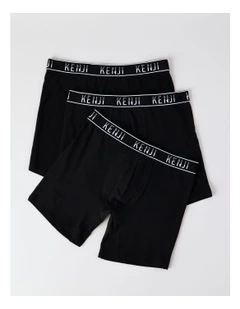 Long Leg Plain Trunks 3 Pack in Black