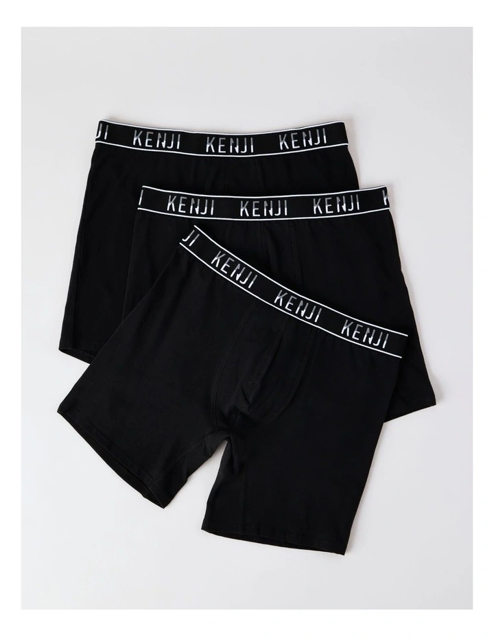 Long Leg Plain Trunks 3 Pack in Black image 1