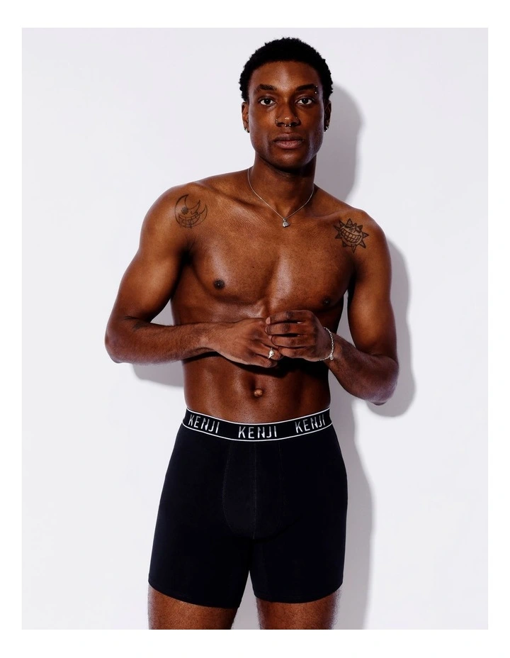 Long Leg Plain Trunks 3 Pack in Black image 2