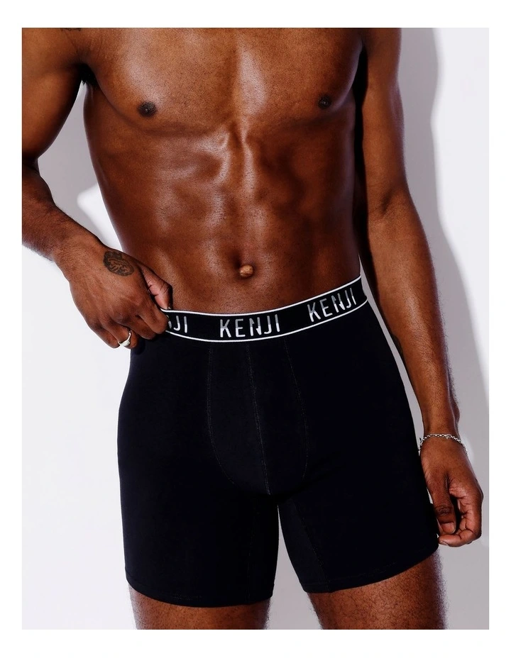 Long Leg Plain Trunks 3 Pack in Black image 3