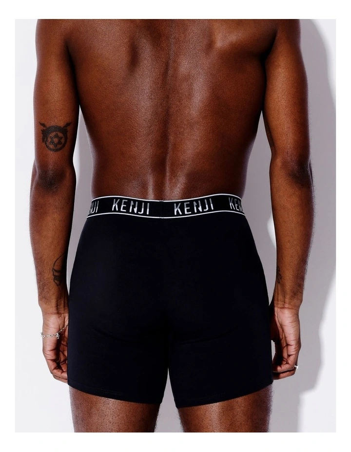 Long Leg Plain Trunks 3 Pack in Black image 4