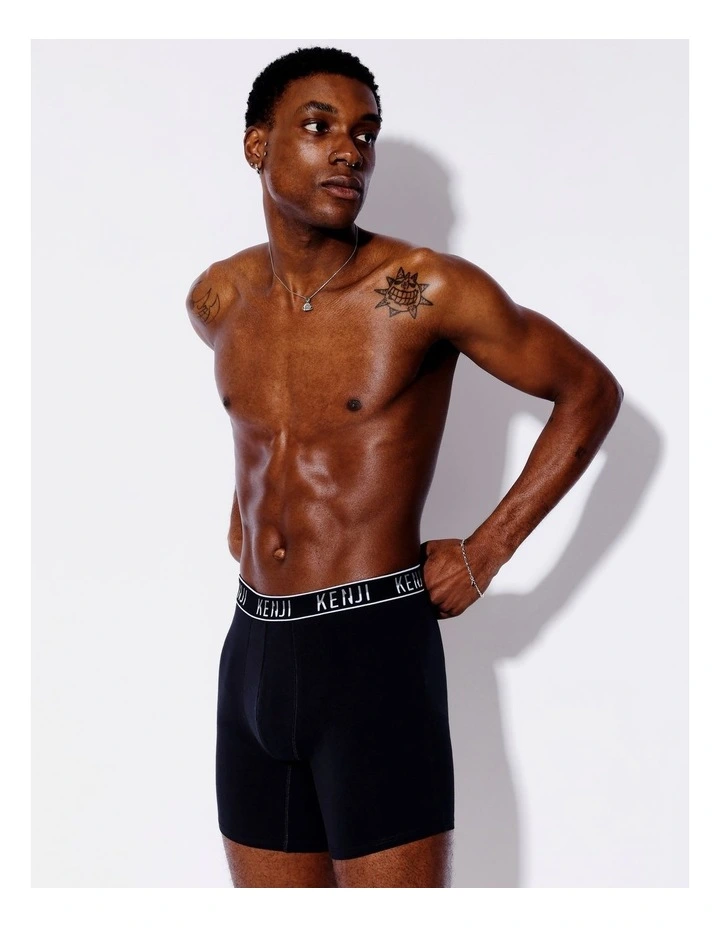 Long Leg Plain Trunks 3 Pack in Black image 5