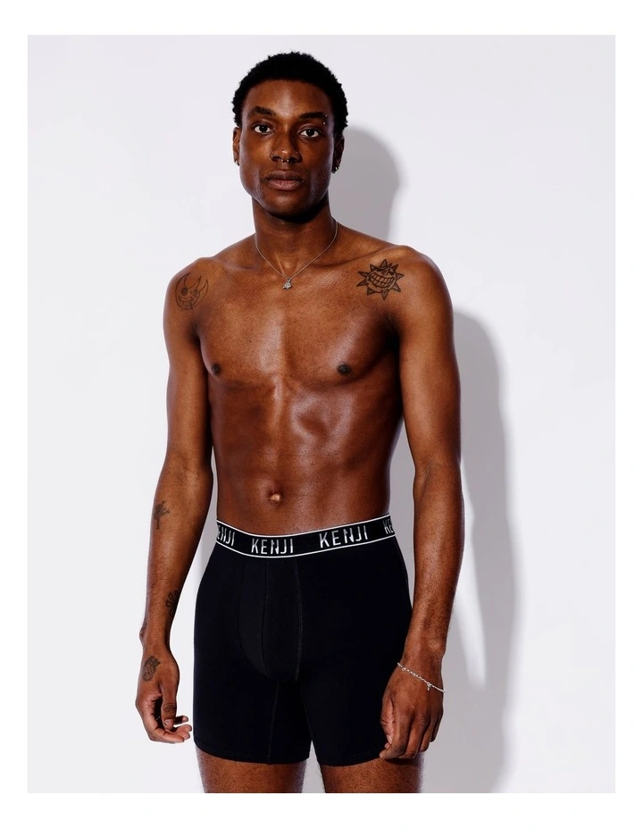 Long Leg Plain Trunks 3 Pack in Black image 6