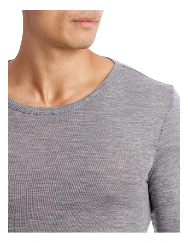 Merino Wool Blend Thermal Long Sleeve Tee in Grey image 3