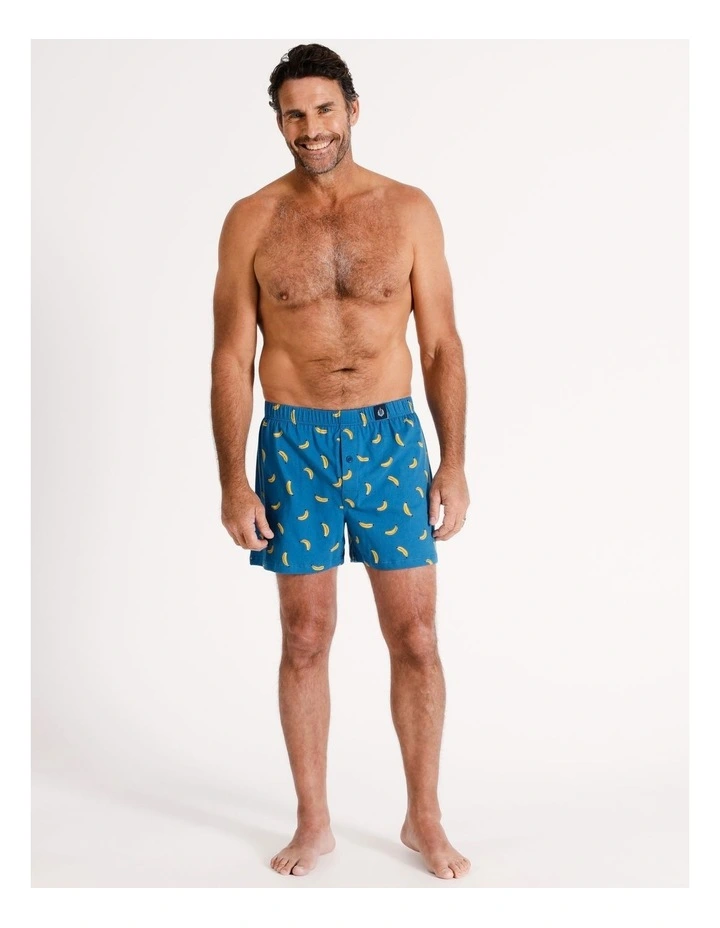 2 Pack Loose Knit Boxer Shorts Hot Banana in Navy image 2