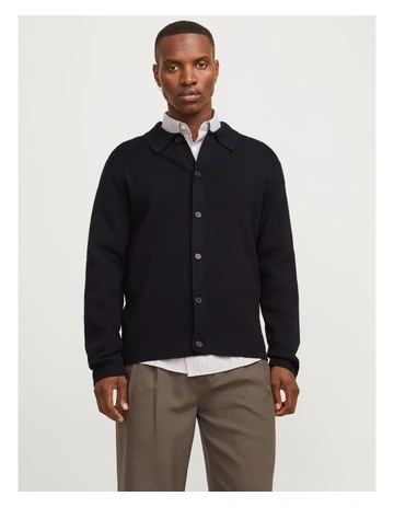 Jprblamilano Spring Knit Button Cardigan in Black