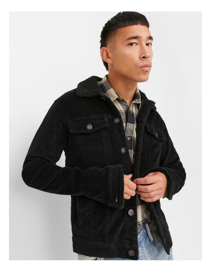Alvin Sherpa Corduroy Jacket in Black image 3