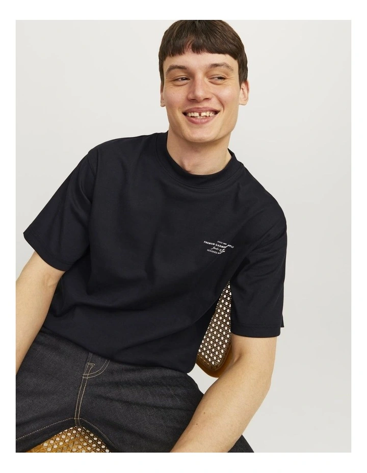 Branding Short Sleeves Crew Neck Tee in Black image 3
