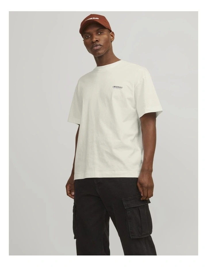 Jormykonos Geo Back Tee Short Sleeve Crew Neck in Cream image 1