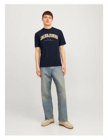 Jjecaleb Varsity Short Sleeve Tee in Navy