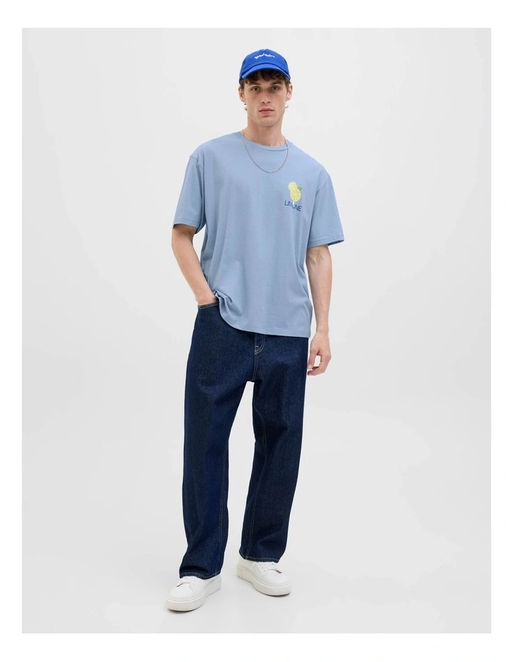 Limone Short Sleeve Crew Neck T-Shirt in Subdued Blue image 1