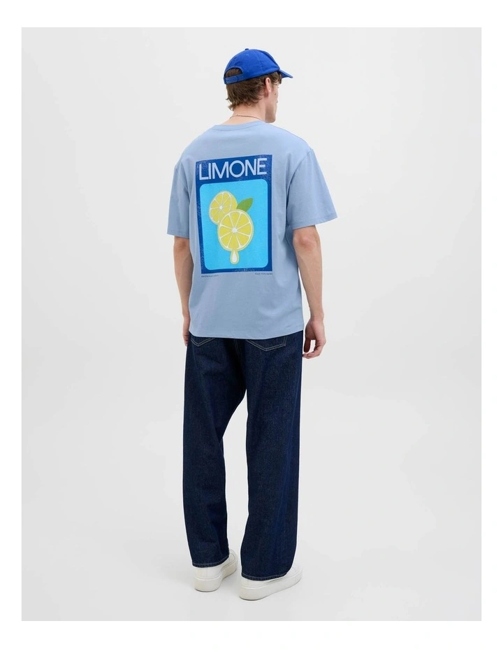Limone Short Sleeve Crew Neck T-Shirt in Subdued Blue image 2