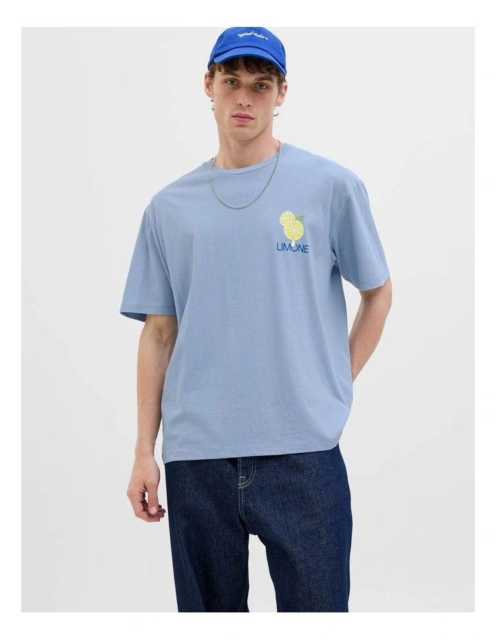 Limone Short Sleeve Crew Neck T-Shirt in Subdued Blue image 3