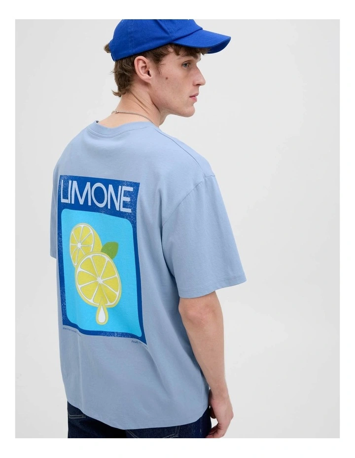 Limone Short Sleeve Crew Neck T-Shirt in Subdued Blue image 4