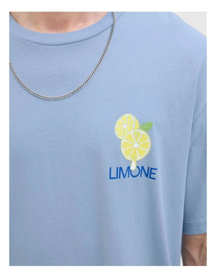 Limone Short Sleeve Crew Neck T-Shirt in Subdued Blue image 5